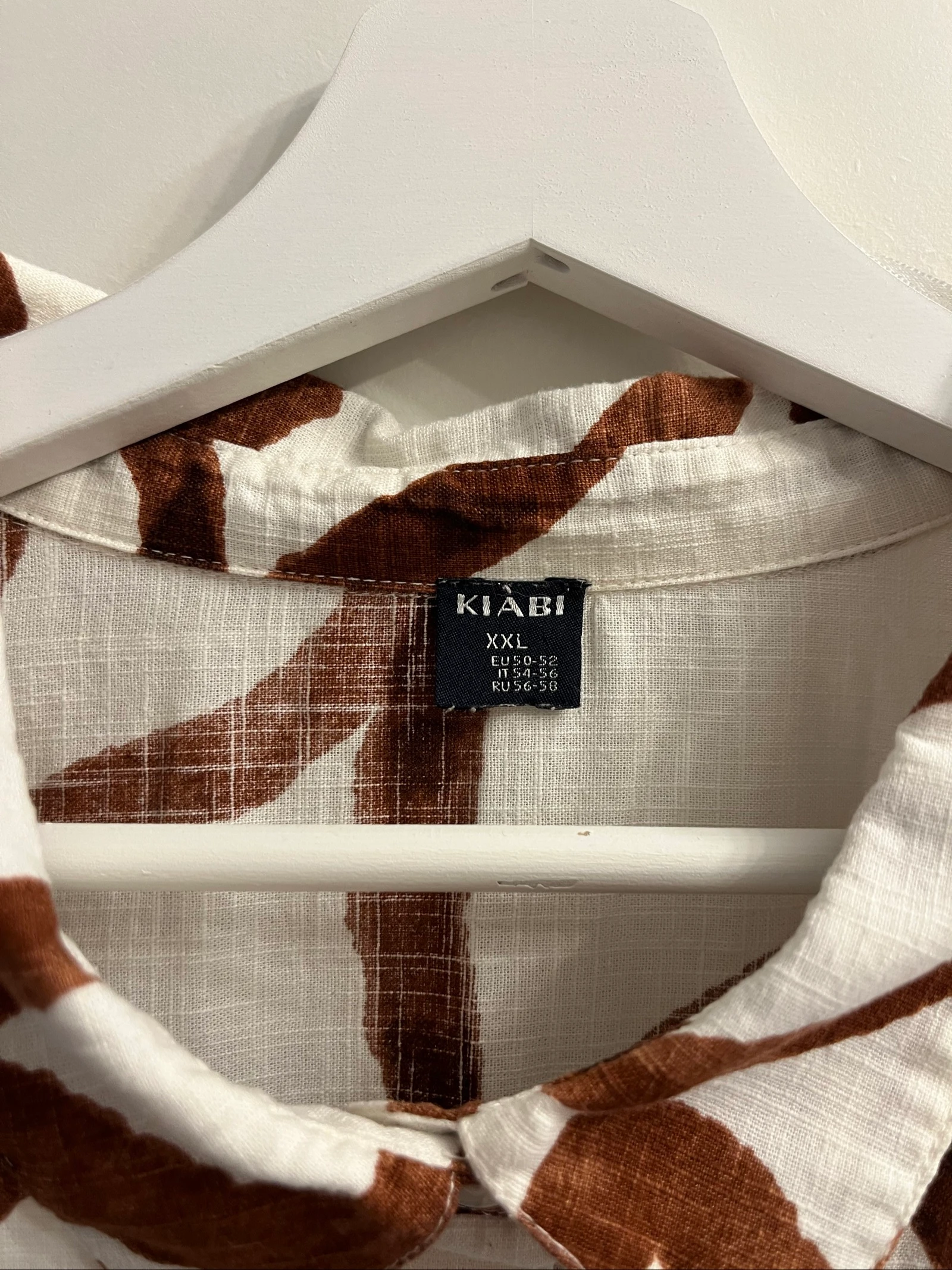 Camisa de manga corta - Kiabi - XXL - Talla grande - Marrón & Blanco - 100% algodón – photo 3